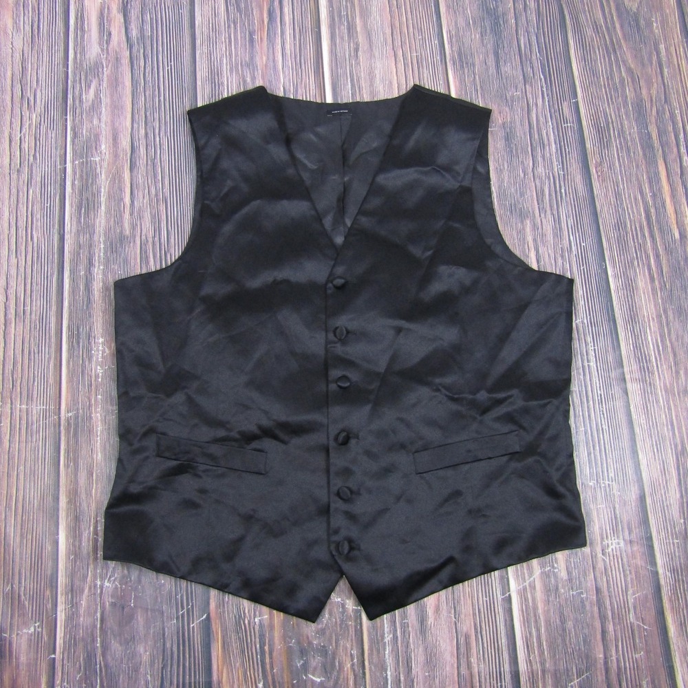 Suit Vest J. Ferrar Mens L Black Solid Slim Fit Belted Formal Tuxedo Waistcoat